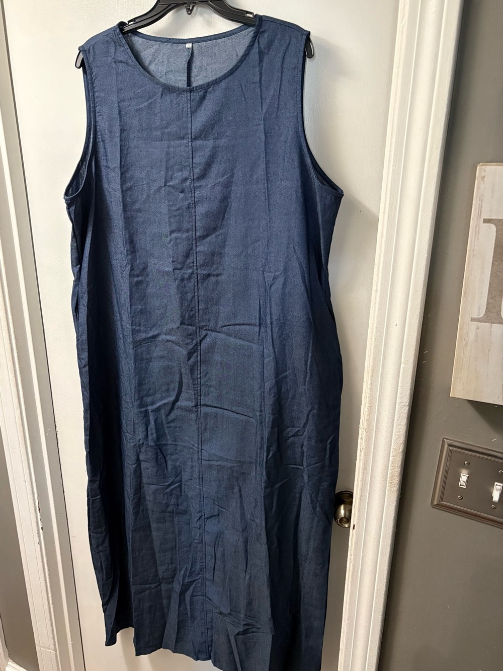 Source Unknown Sleeveless Maxi Dress in Denim Blue